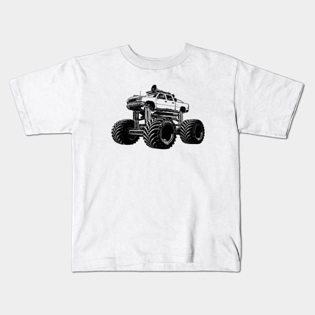 Monster Truck Silhouette Kids T-Shirt by KAM Std